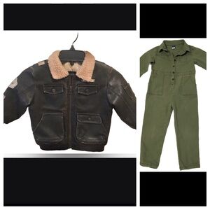 Kids Brown Aviator Jacket with Sherpa Collar 3T & jumper free w purchase!